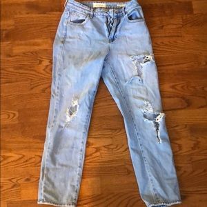 Distressed mom jeans